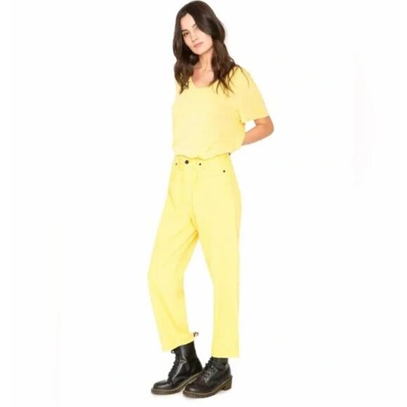 Free People Denim - Sandrine Rose x Free People Yellow Wide Leg Crop Jeans Women's Size 28 Bold